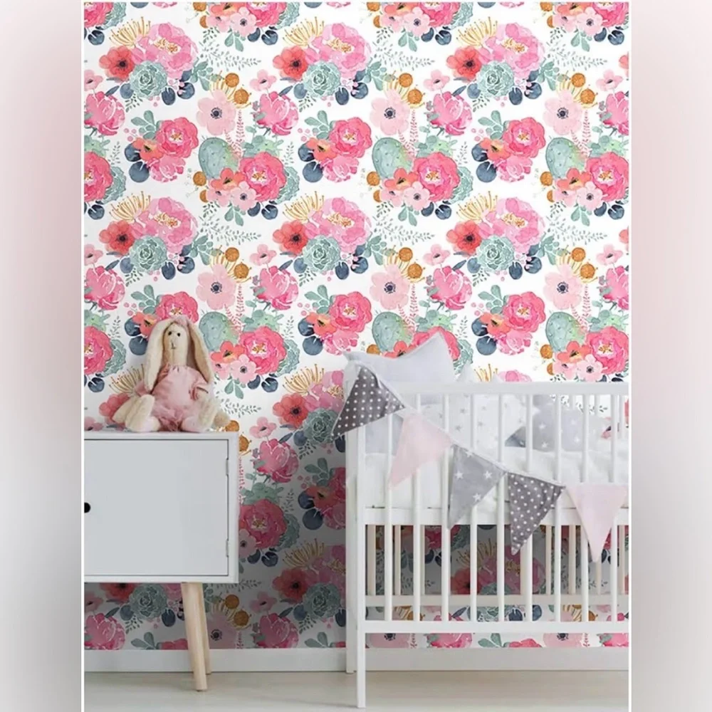 NEW Peel & Stick Wallpaper Removable Floral Vinyl Self Adhesive 17.7”x9.84”
